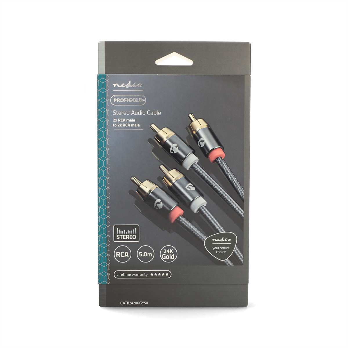 Nedis Stereo-Audiokabel, 2x Cinch, ST/ST, grau, 5 m