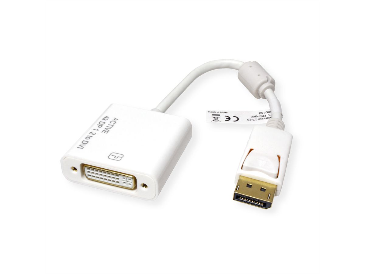 ROLINE 4K DisplayPort-DVI Adapter, DP Stecker-DVI Buchse