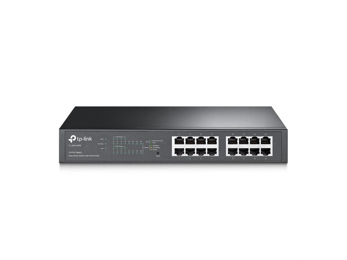 TP-Link TL-SG1016PE PoE Switch , 16x Gigabit RJ45 Ports, 8x PoE+ Ports