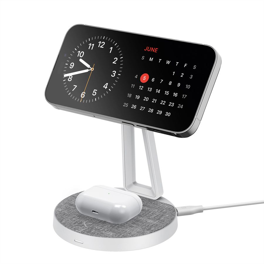 Xlayer Station charge MagFix Pro 2 in 1 15W Grey/White, magnétique 15W