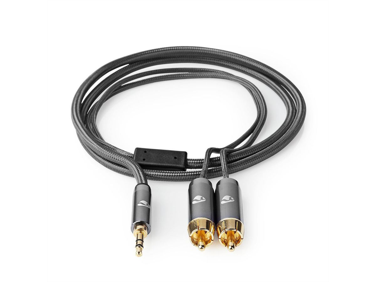 Nedis Stereo-Audiokabel, 1x Klinken ST, 2x Cinch ST, grau, 5 m