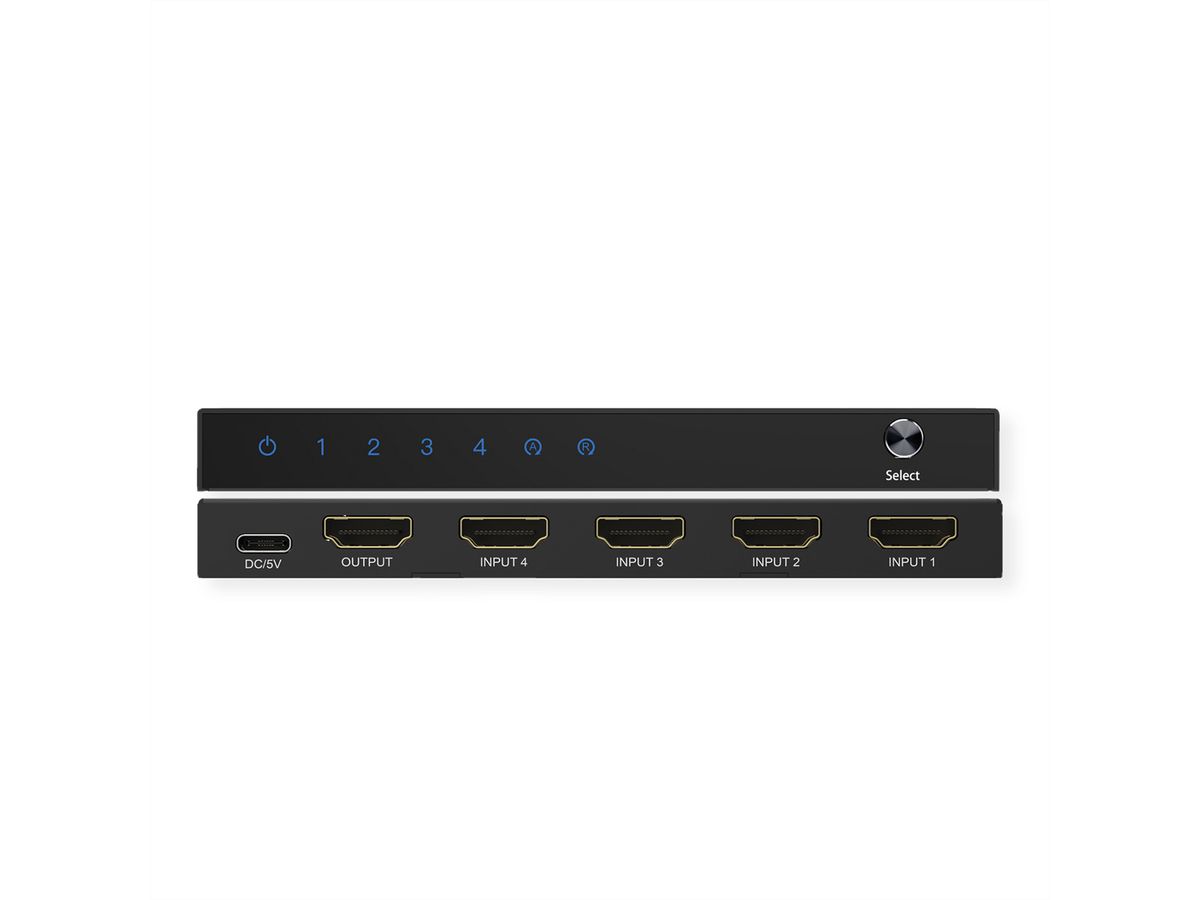 ROLINE Switch HDMI 4K à 4 ports, avec télécommande
