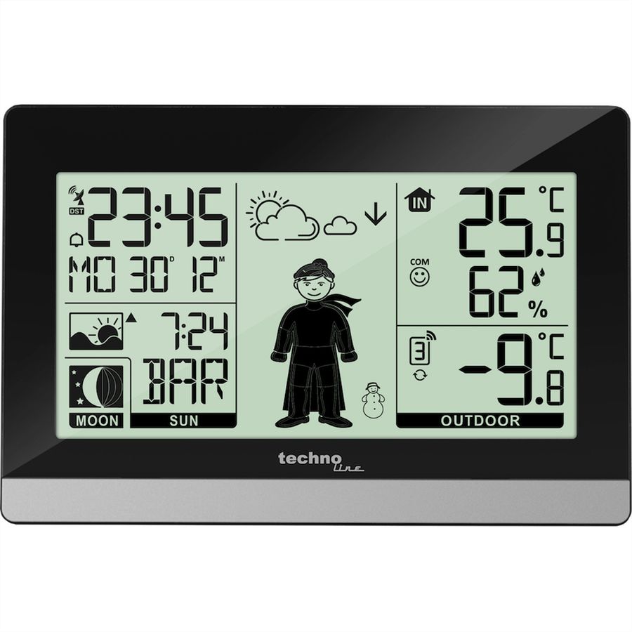 Technoline Wetterstation WS9612 schwarz Wohlfühlindikator, Mondphasenanzeige
