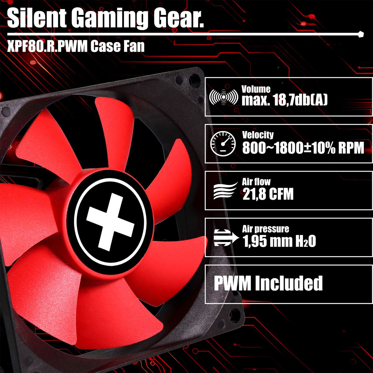 Xilence XPF80.R.PWM 80mm PWM Ventilateur de boîtier, 4PIN