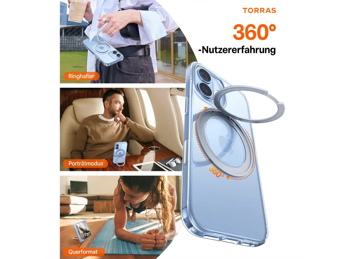Torras Upro Ostand Case, iPhone 17, MagSafe, transparent