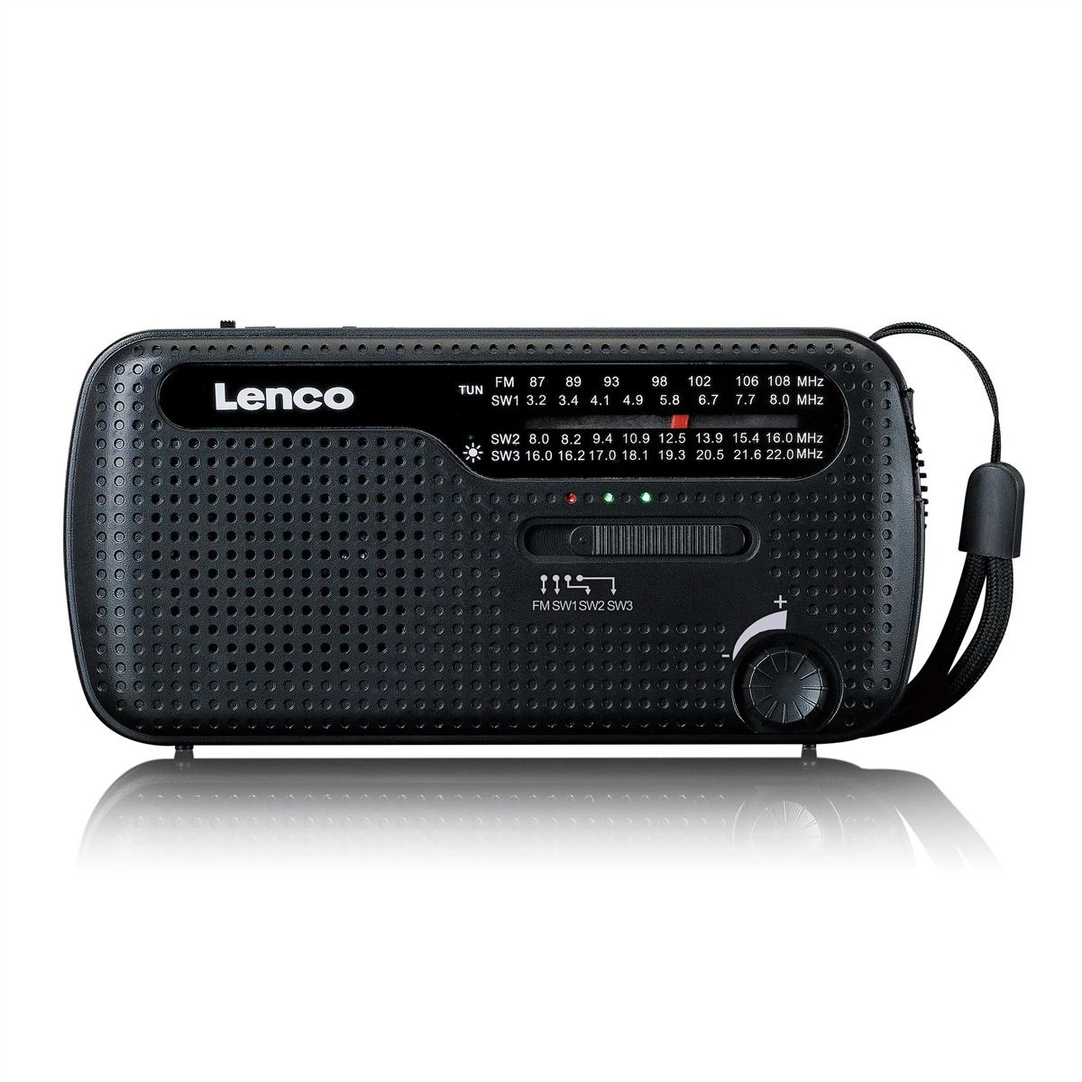 Lenco Notfall Kurbelradio MCR-113BK, FM/KW, Powerbank, Taschenlampe