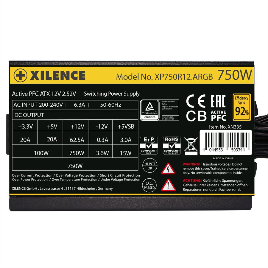 Xilence XP750R12.ARGB 750W Alimentation PC, Meet 80+ Gold, Gaming, ATX, ARGB
