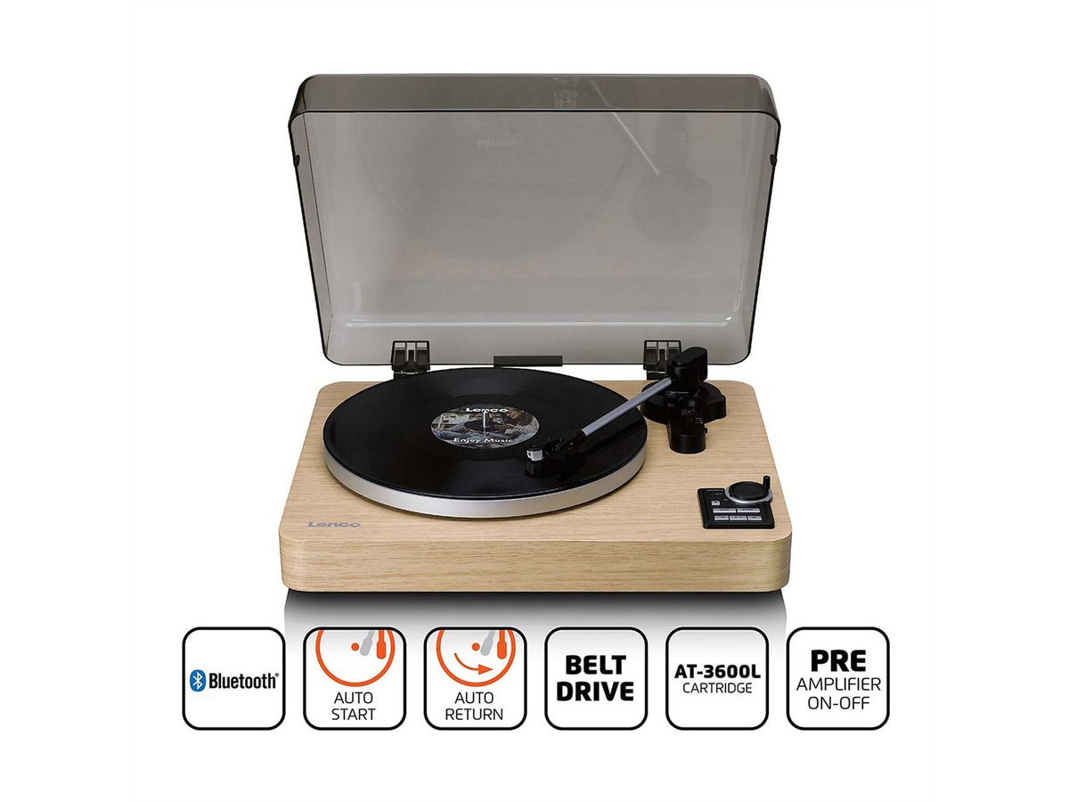 Lenco Plattenspieler LBTA-166SI, Kiefer, BT, , voll automatisch