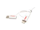 ROLINE Câble de charge et synchronisation 8 Pin/USB MicroB / Type C pour Apple et Android, blanc, 1 m