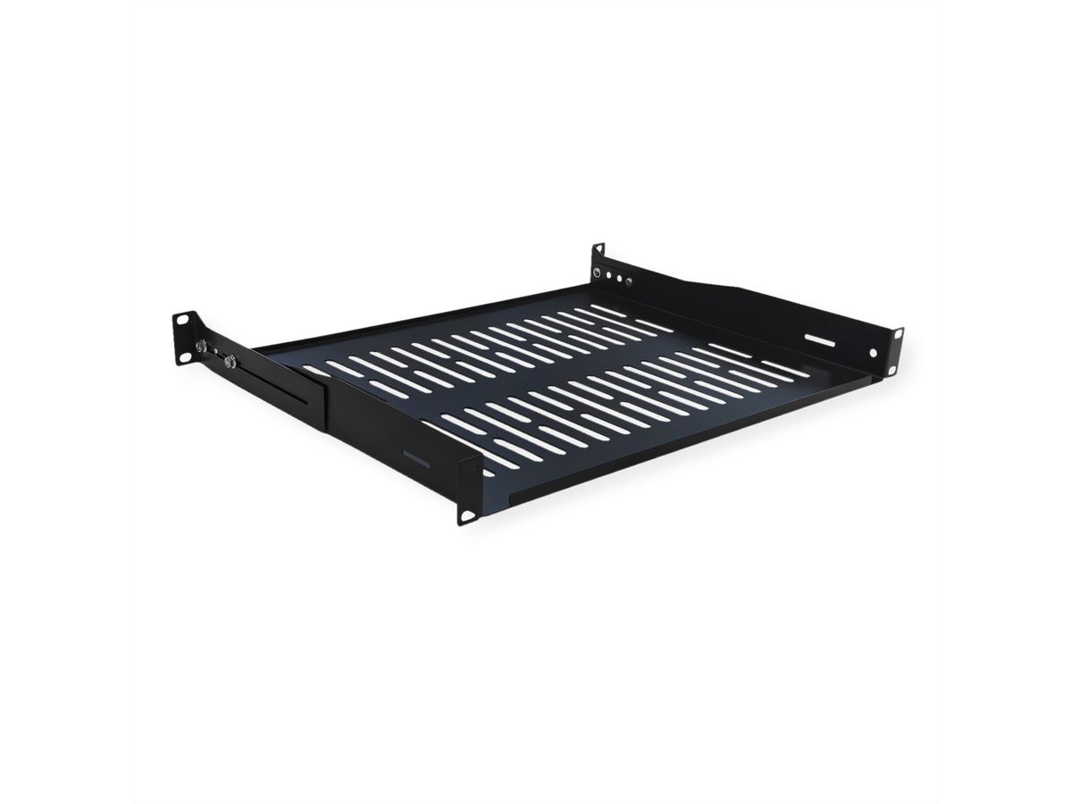 VALUE Etagère 19", 1U, 350 mm, max. 25kg, forme en U, noir