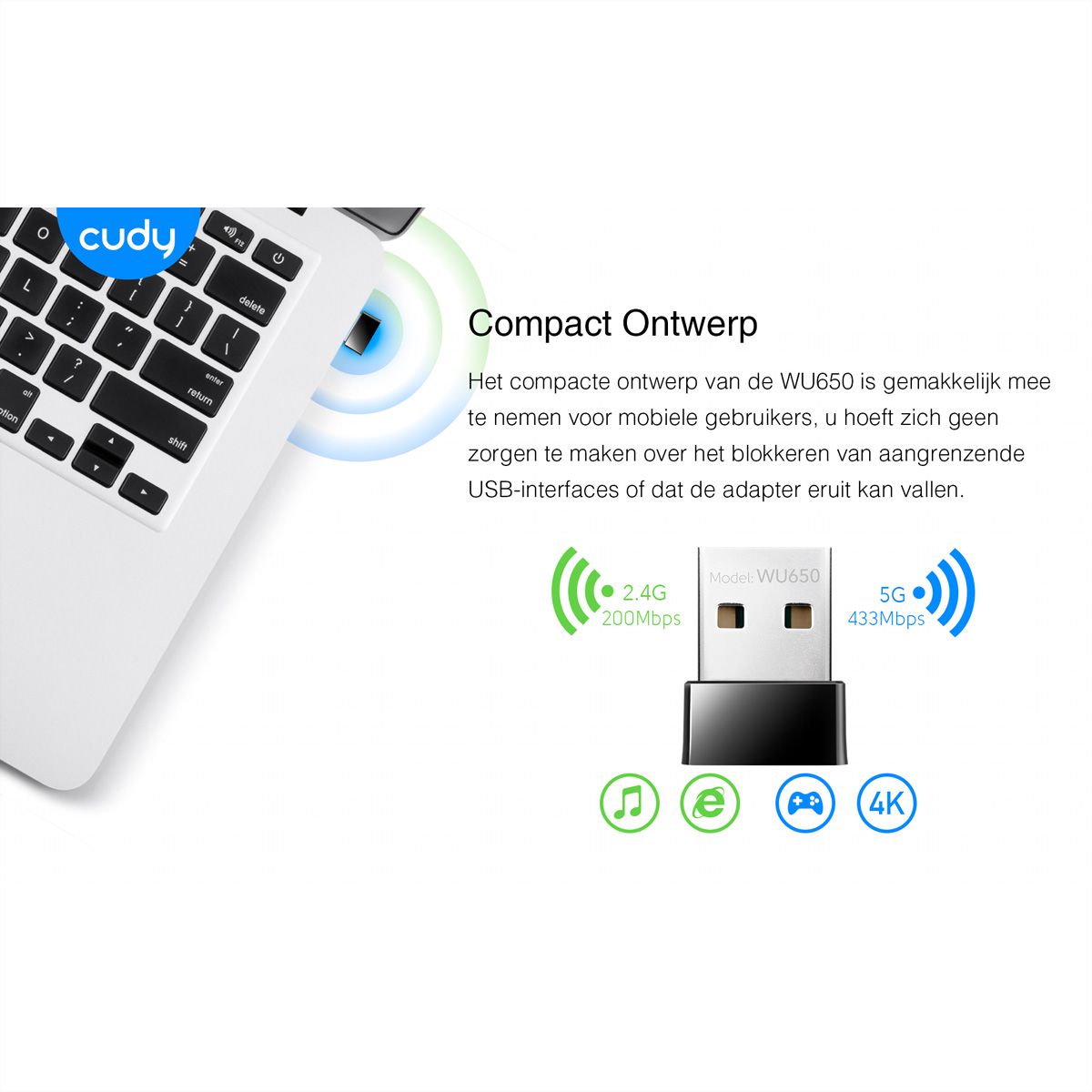 CUDY WU650 AC650 Adaptateur WiFi Mini USB