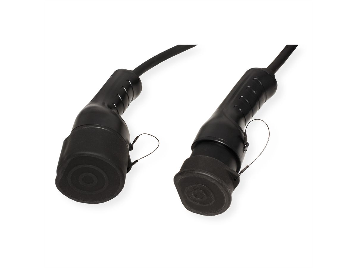 ROLINE Câble de recharge VE type2, 1-Phase, 250VAC (1P+N+E), 32 A, 7,4 kW, spirale (max. 5m)