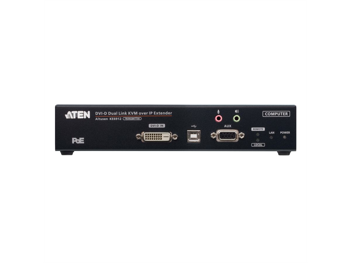 ATEN KE6912T Système d'extension KVM 2K DVI-D Dual Link sur IP avec PoE, émetteur