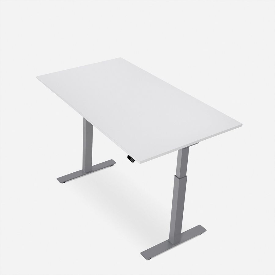 WRK21 Bureau Smart 160 x 80 cm, Hauteur réglable, Blanc uni / Gris