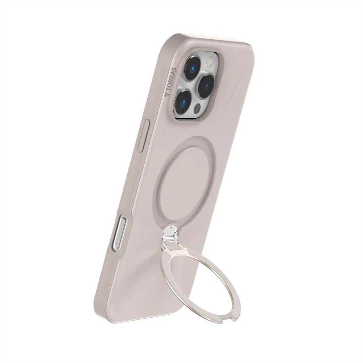 Torras Ostand 360° Spin Fusion Case, iPhone 16 Pro, MagSafe, beige