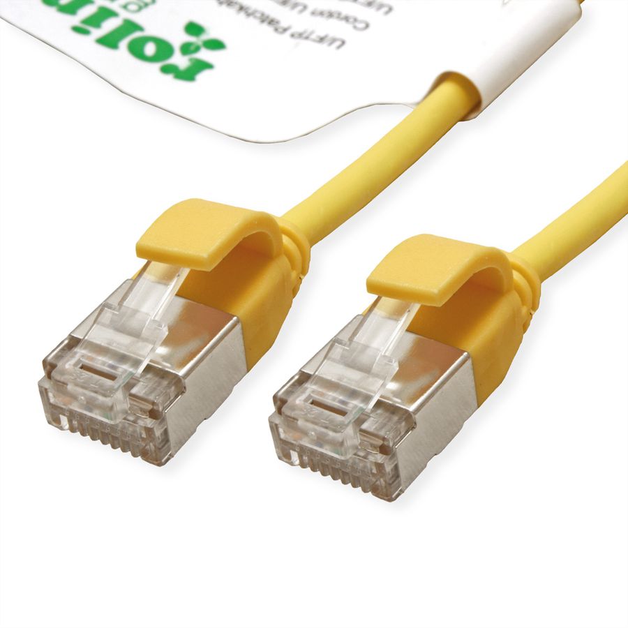 ROLINE GREEN U/FTP Patchkabel Cat.6A (Class EA), LSOH, slim, gelb, 2 m