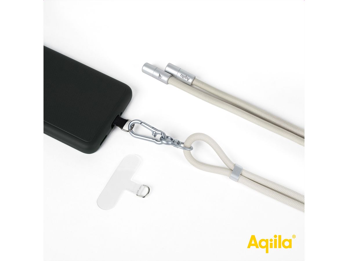 Câble de recharge et de synchronisation Aqiila Lanyard CC3, 60 W, type C vers type C, sable