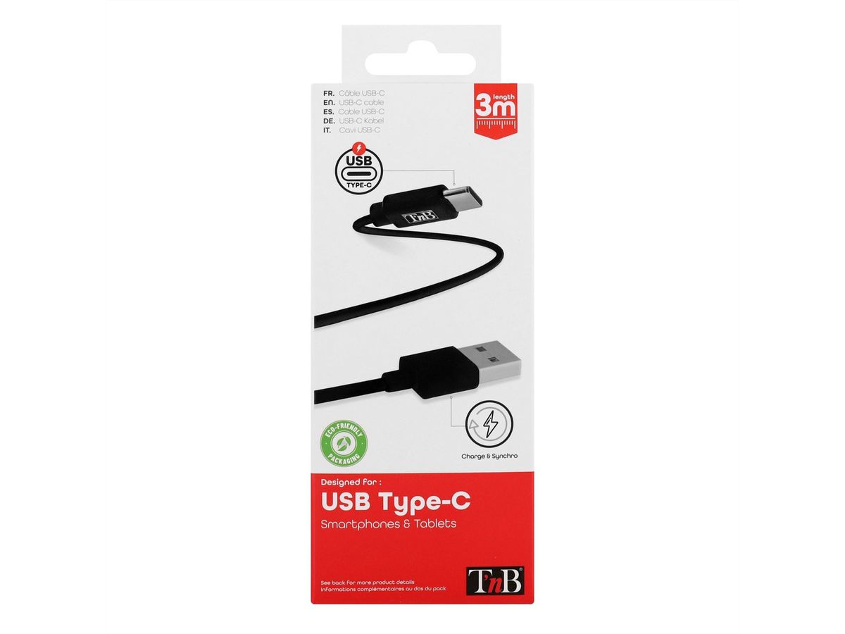 T'nB XW3M USB/USB C Kabel , schwarz/grau, 3 Meter