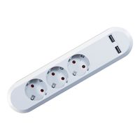 BACHMANN SMART 3x contact de protection 2x USB Charger, blanc