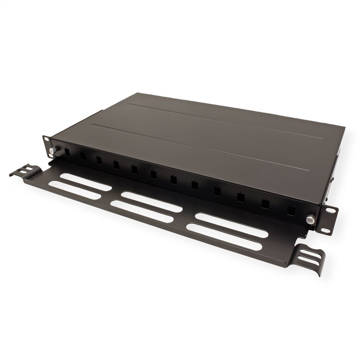 ROLINE 19''-LWL-Gehäuse leer, 1 HE, 12x SC-Simplex oder LC-Duplex, schwarz