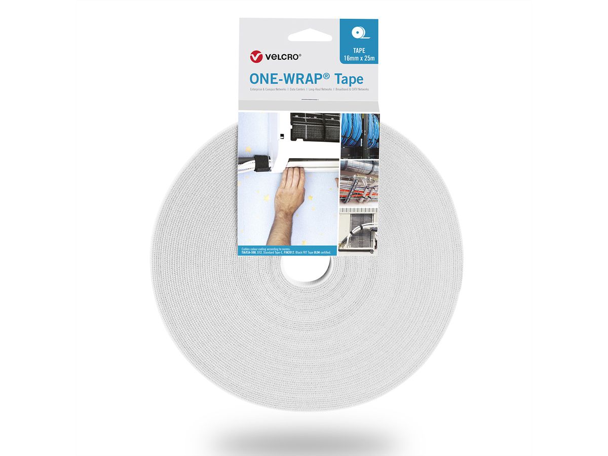 VELCRO® One Wrap® Bande 25 mm, blanc, 25 m