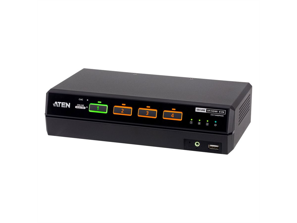 ATEN CS1144DPH4C 4-Port USB 5K DP/HDMI, Dual Bildschirm Universal Secure KVM Switch mit Cardreader