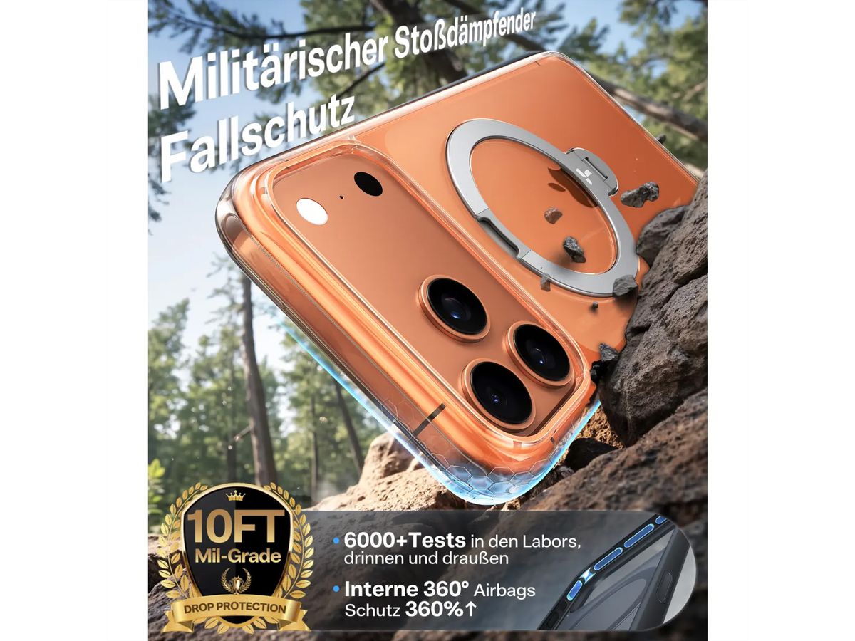 Torras Ostand 360° Case, iPhone 17 Pro, MagSafe, transparent