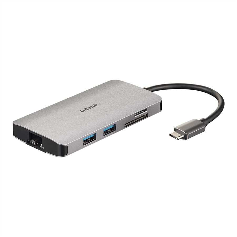 D-LINK DUB-M810 Hub USB‑C 8‑en‑1 avec HDMI/Ethernet/lecteur de carte/alimentation