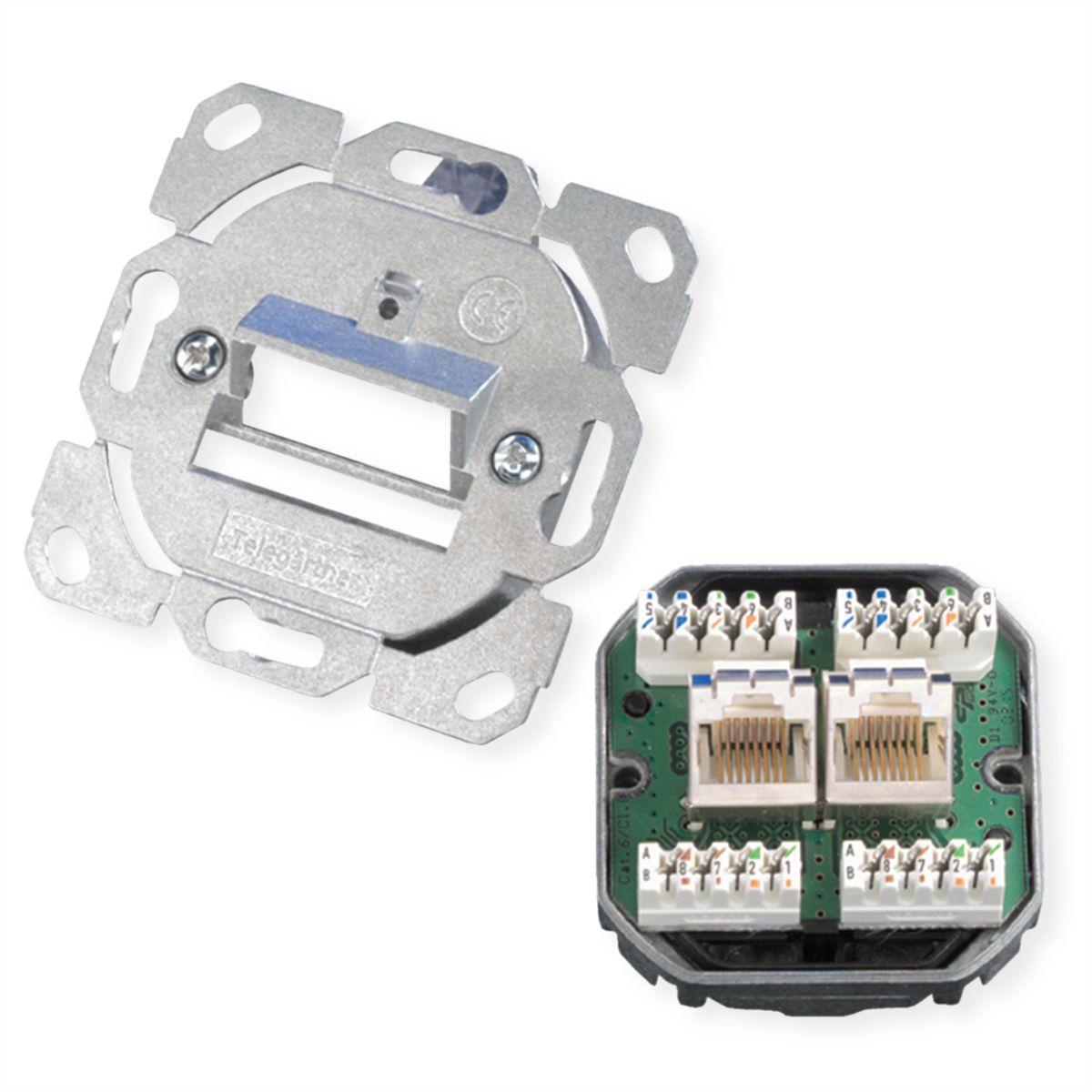 TELEGÄRTNER Embase AMJ45 sans plaque centrale 2xRJ45 Cat.5e (Classe D)