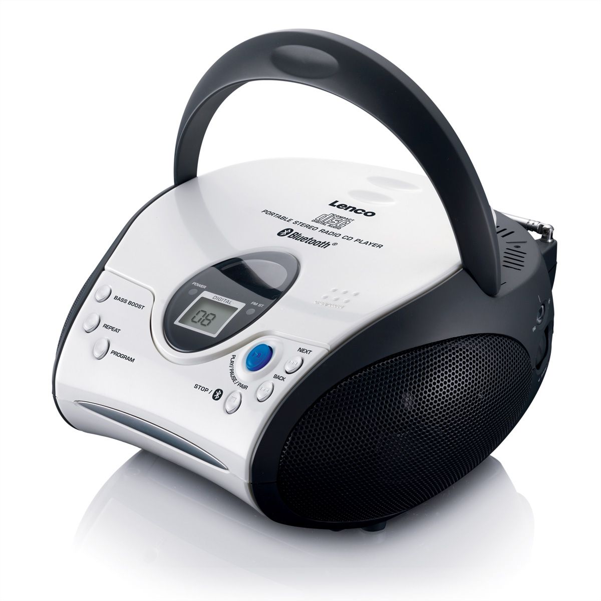 Lenco Boombox SCD-24BT WHBK, suisse