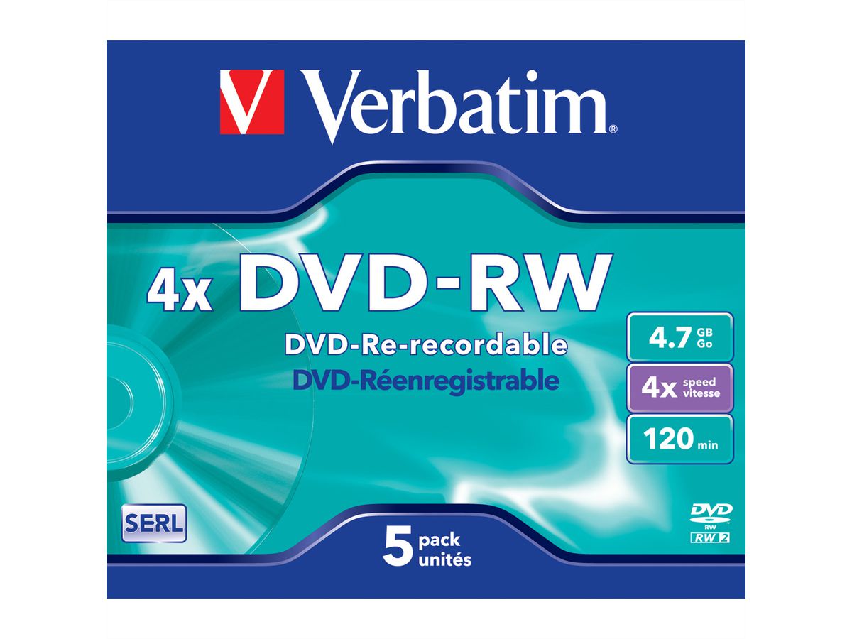 Verbatim DVD-RW Jewel 4.7GB 4x 5 Pack