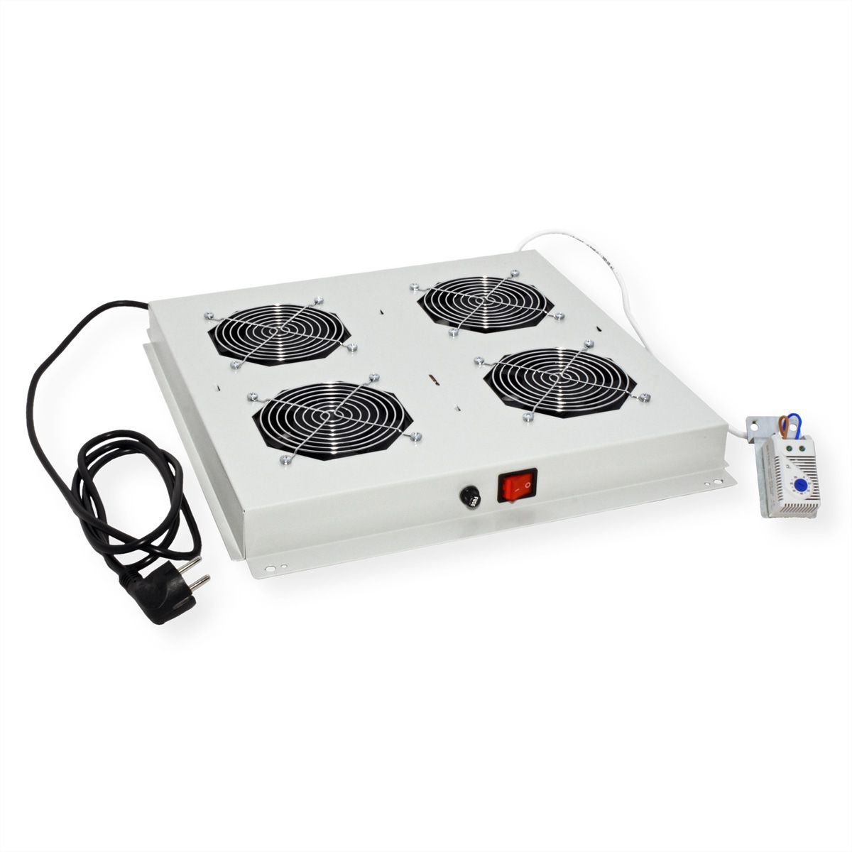 ROLINE 19-Zoll Dachlüftereinheit 4 Lüfter, Thermostat , grau