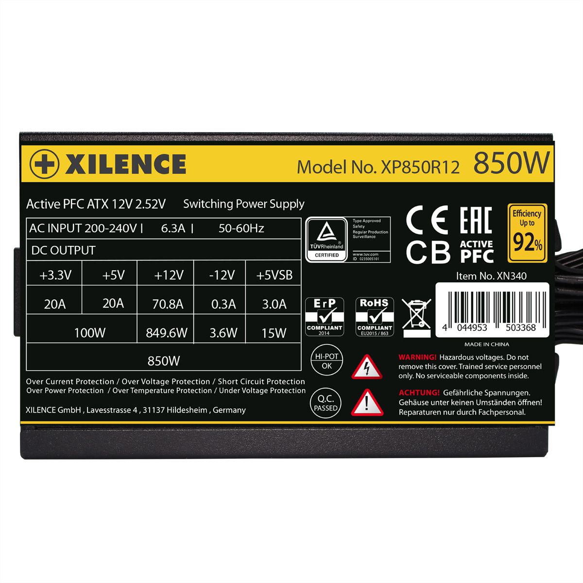 Xilence XP850R12 850W Alimentation PC, Meet 80+ Gold, Gaming, ATX