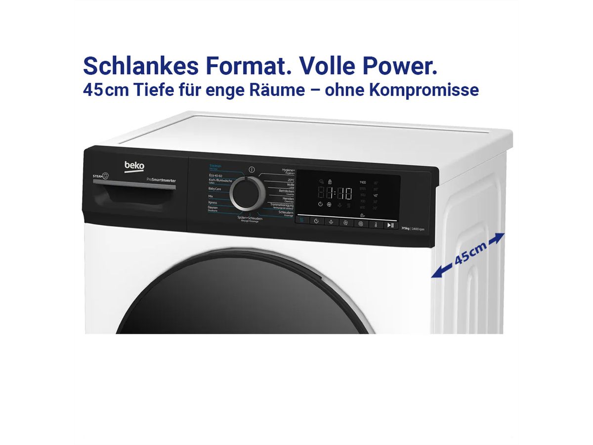 Beko Lave-linge séchant WTS210, W7kg/T5kg, SteamCure, 1'400U/min
