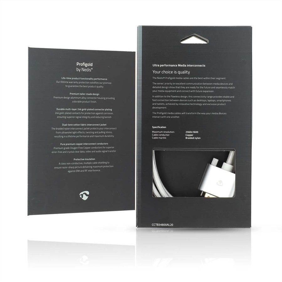 Nedis DVI vers HDMI, ST/ST, argent, 2 m