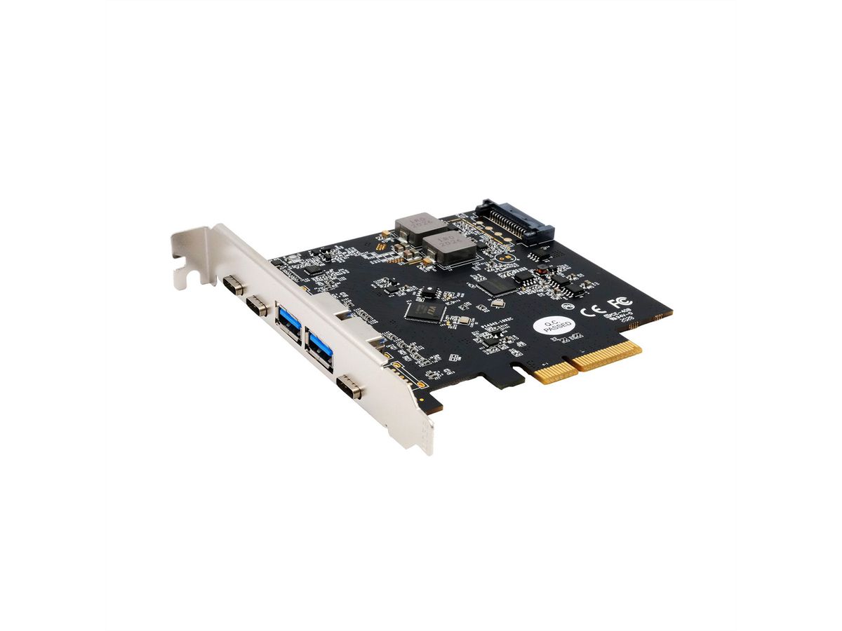EXSYS EX-12007 Carte USB 3.2 Gen2 PCIe, 3 ports type C, 2 ports type A