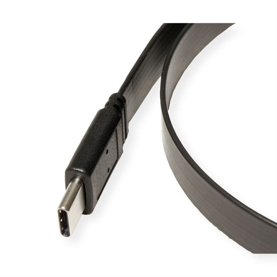 VALUE Câble USB4 Gen 3, avec PD, C-C, M/M, 8K UHD-2, 40Gbit/s, Emark, 100W, plat, noir, 0,5 m