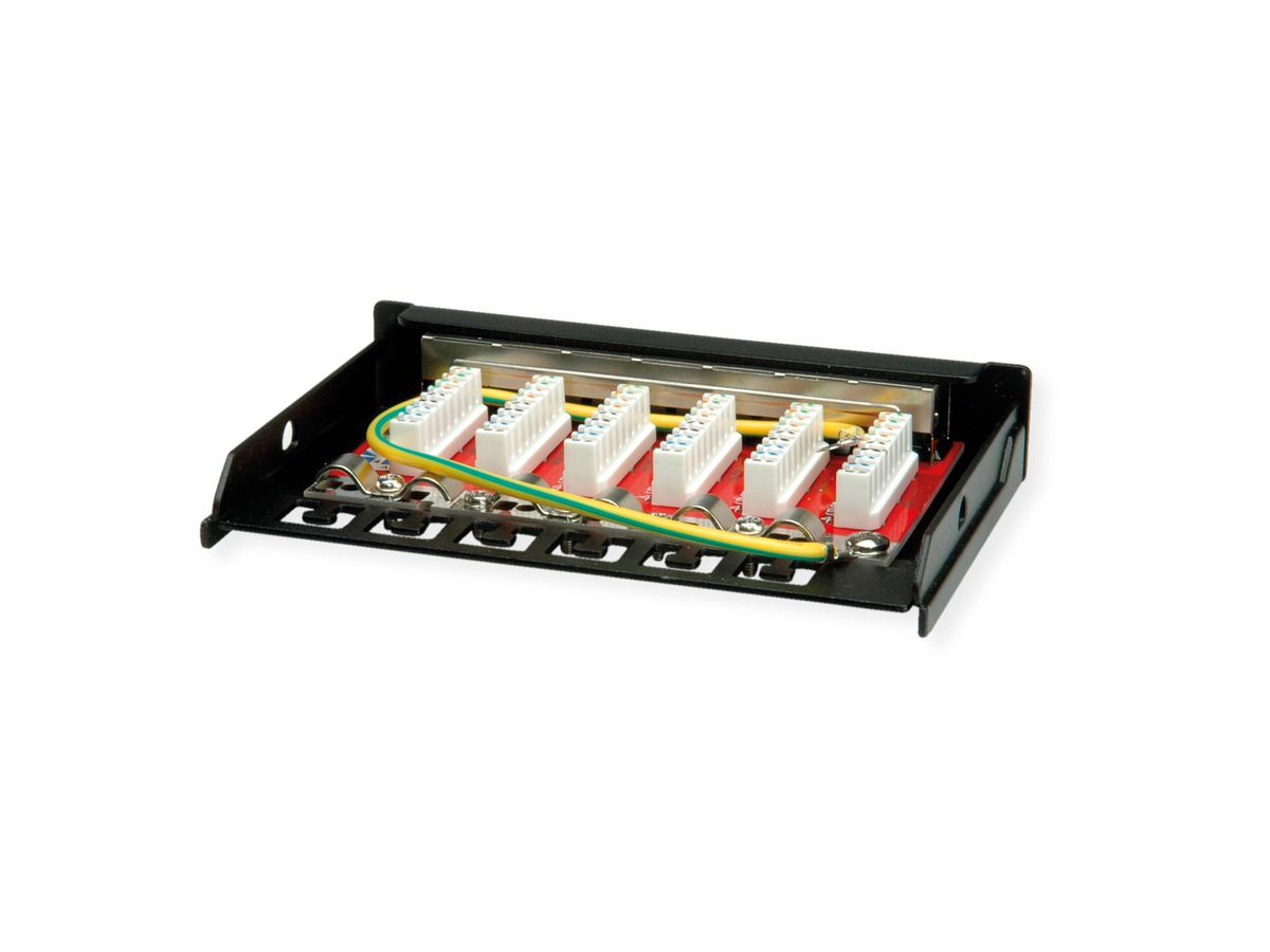 ROLINE Mini panneau Cat.6A/ClassEA 6 ports, 0,5U, blindé, noir