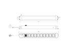 BACHMANN PRIMO Bâti de prises 9x contact de protection, aluminium, avec interrupteur, 1,75 m