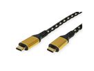 ROLINE GOLD Câble USB4 Gen3x2, C–C, M/M, 8K UHD-2, 40Gbit/s, 100W, noir / or, 2 m