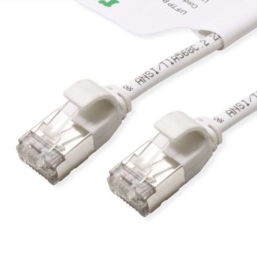 ROLINE GREEN Cordon DataCenter U/FTP Cat.6A (Classe EA), LSOH, slim, blanc, 0,15 m