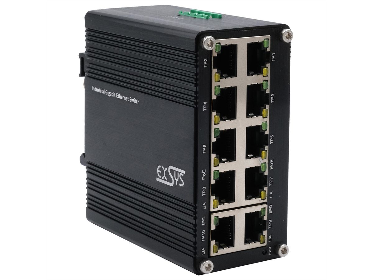 EXSYS EX-62025PoE Switch Ethernet industriel 10 ports PoE, non géré