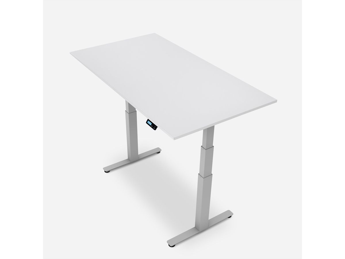 WRK21 Schreibtisch Work 140 x 80 cm, Höhenverstellbar, Weiss Uni / Grau