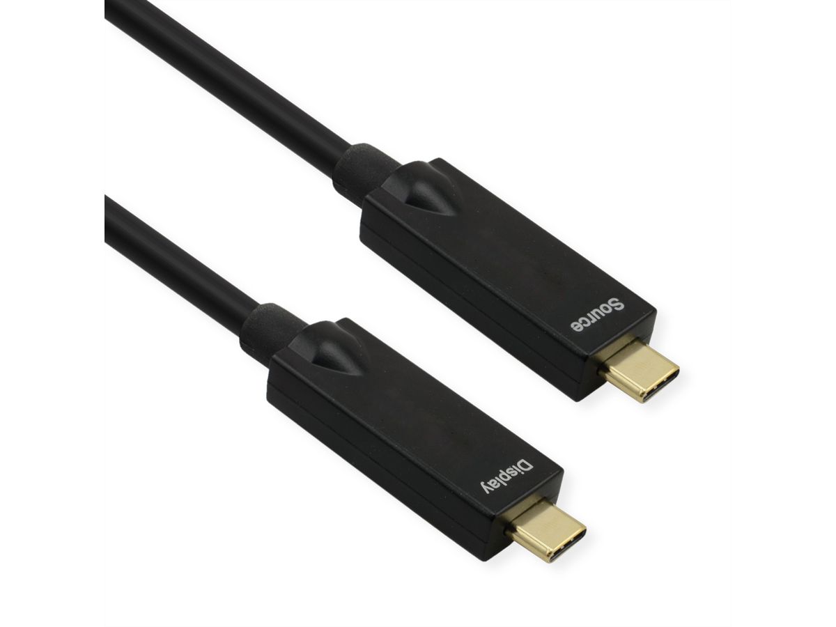ROLINE Câble USB 3.2 Gen 2, AOC, C-C, M/M, 10Gbit/s, 4K60Hz, PD (Power Delivery) 60W, noir, 10 m