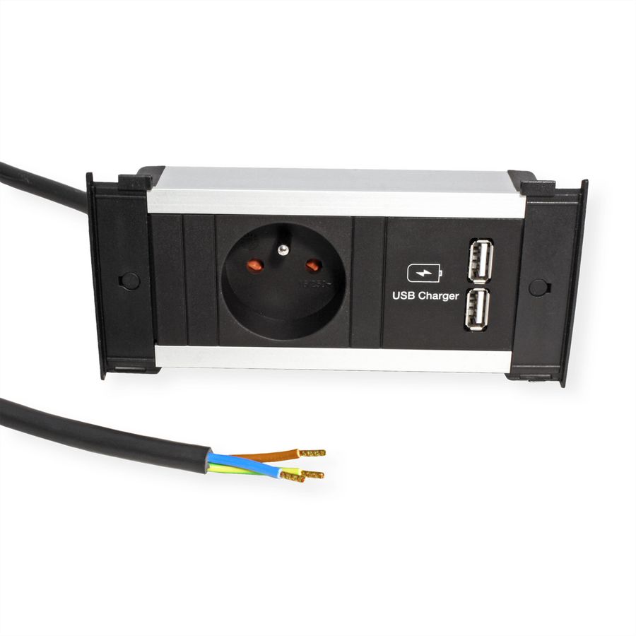 BACHMANN KAPSA XS 1xUTE 1xUSB Charger Strom 2,0m AEH CEE7/7