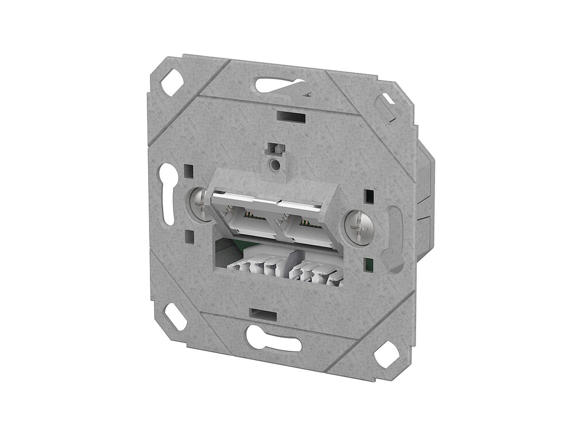 METZ CONNECT E-DAT C6A LSA++ Prise, 2 ports, encastré pour gammes d'interrupteurs design (UP0), métallique