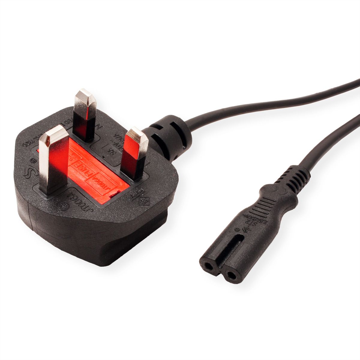 VALUE Cordon UK vers C7 bipolaire (figure-8), noir, 1,95 m