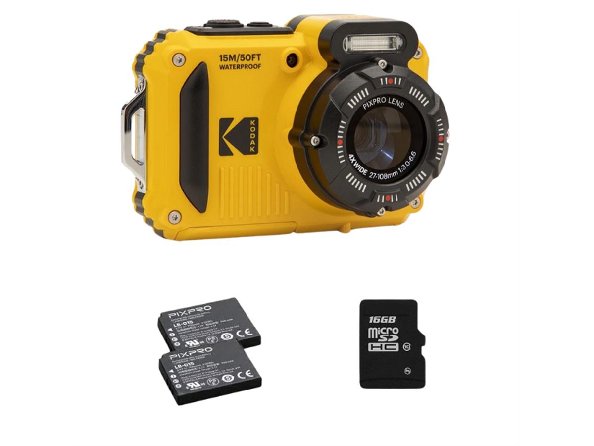 Kodak Unterwasserkamera WPZ2YL Bundle, inkl. 2nd Batterie + micro 16Go SD card