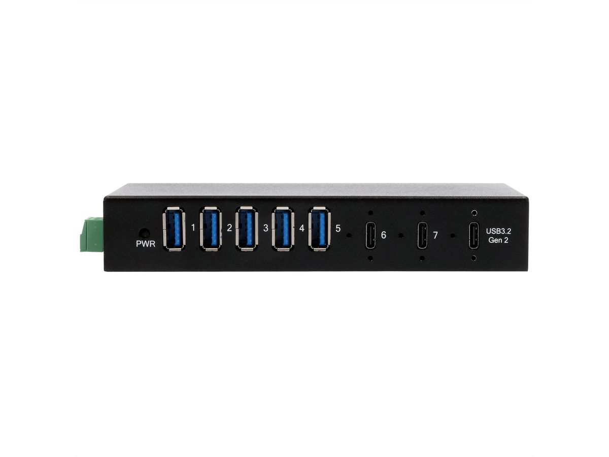 EXSYS EX-12297HMS 7 Port USB 3.2 Gen 2x1 Metall HUB, mit 2x USB-C und 5x USB-A 3.2 Gen 1 Ports