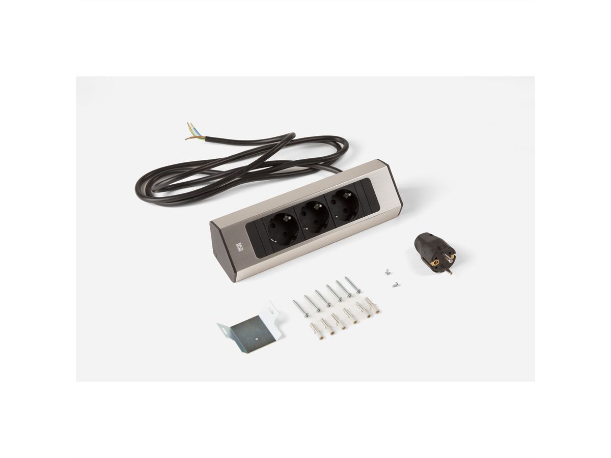 BACHMANN CASIA2 3xCEE7/3 2,0m AEH Edelstahl-Optik